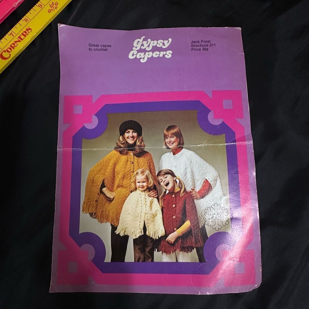 Vintage 1970s Jack Frost Crochet Cape and Hat Patterns -
